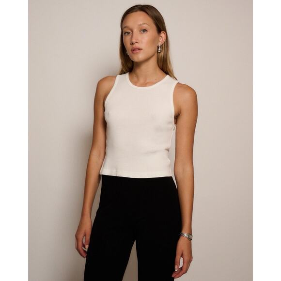 RLT RIBBED TANK - WHITE Sleeveless Cotton M - Picture 1 of 6